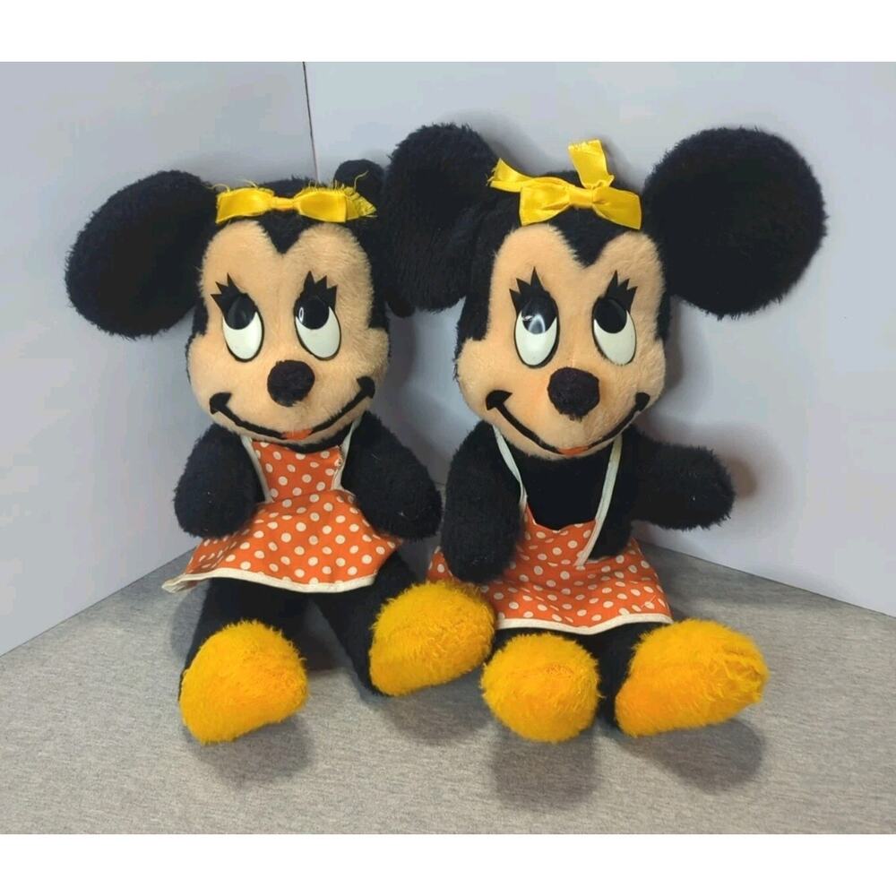 Vintage 1960s Walt Disney Minnie Mouse Plush Dolls (2) Twins